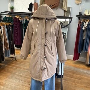 Women's Tan Hooded Parka